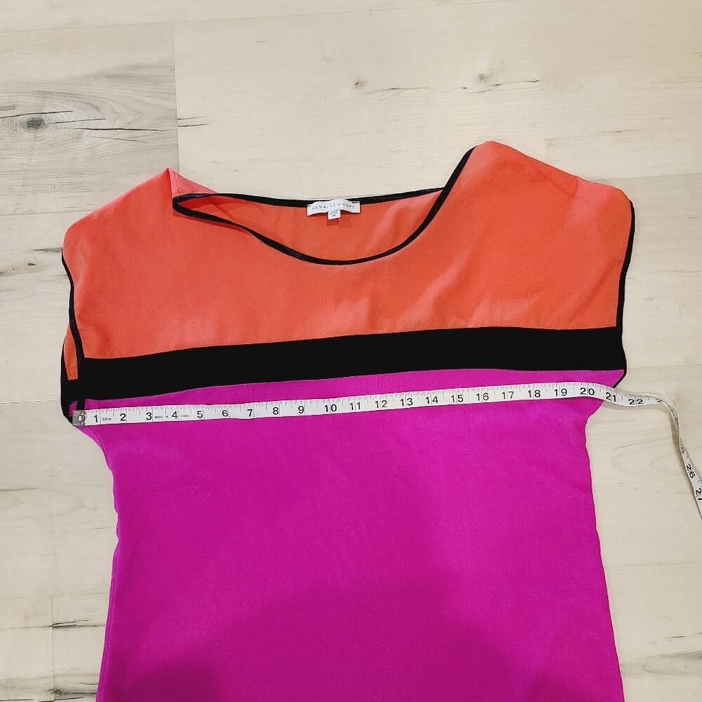 Annalee + Hope Colorblock Cap Sleeve Top Size M Made in USA - Picture 4 of 5